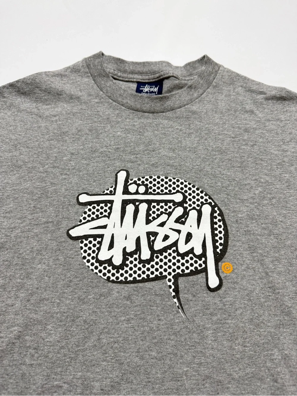 Vintage Stussy Logo Short Sleeve T-Shirt Mens Medium Gray Orange Y2K Surf - Picture 3 of 6